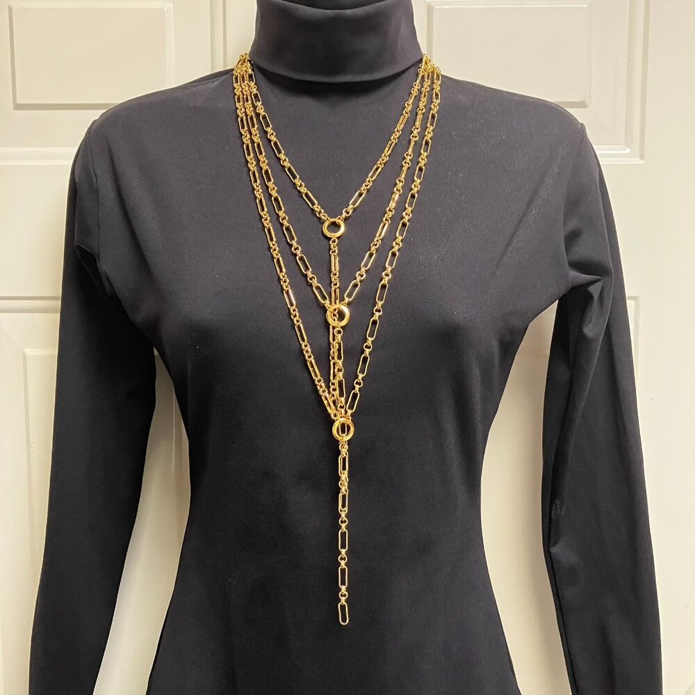 18k Real Gold Plated over Brass Y Lariat Paper Clip 18 inch Chain Shortest One